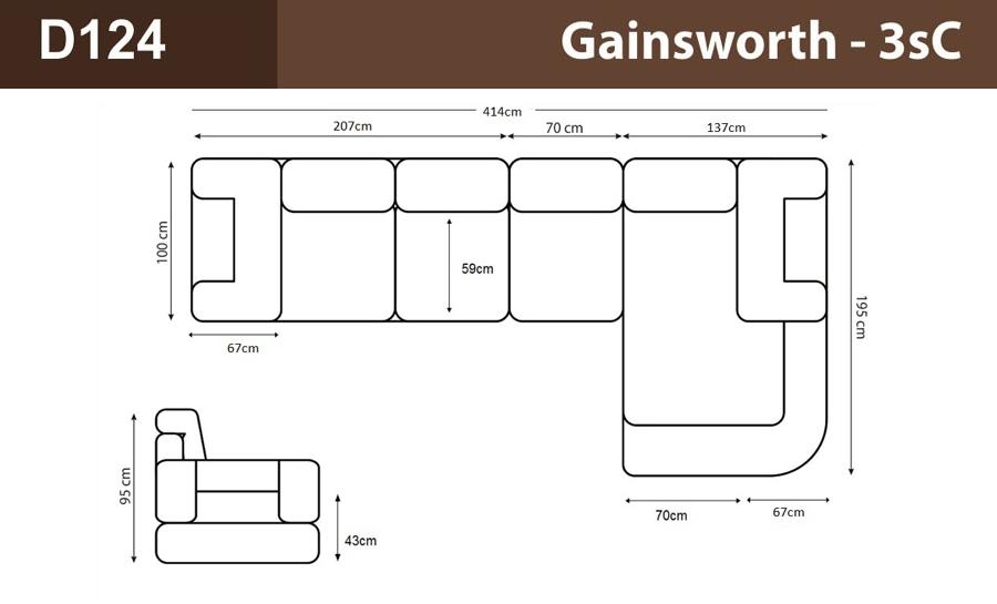 Gainsworth 3sC Leather Sofa Lounge